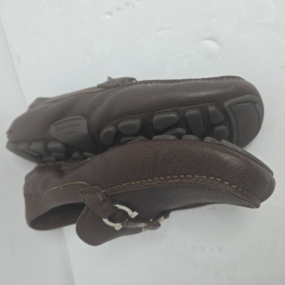 Salvatore Ferragamo Mens Parigi Brown Leather Square Toe Loafers Shoes Used - Picture 10 of 10